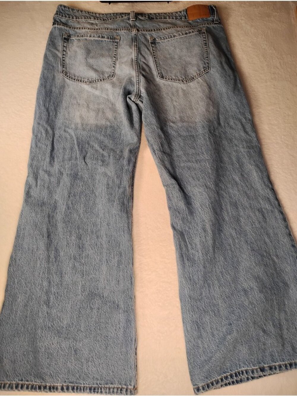 Aeropostale Womens Baggy Flare Jeans Retro Y2K 90s School 14 Short Medium Wash - Picture 4 of 11